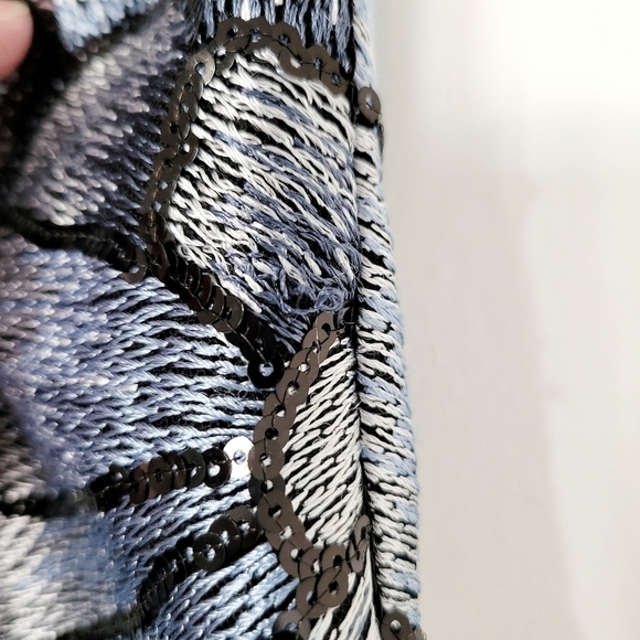 Adrianna Papell Sleeveless Black & Blue Sequin Embroidered Mermaid Dress Size 6 - Picture 5 of 11